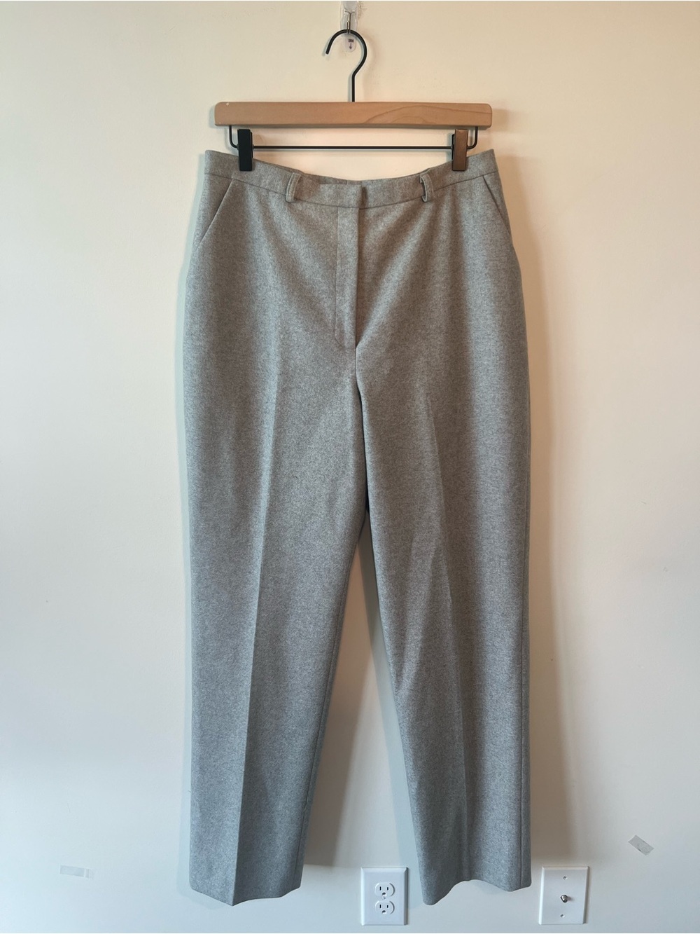 Caslon by Nordstrom Light Gray Straight-Leg Women's 80% Wool Trousers